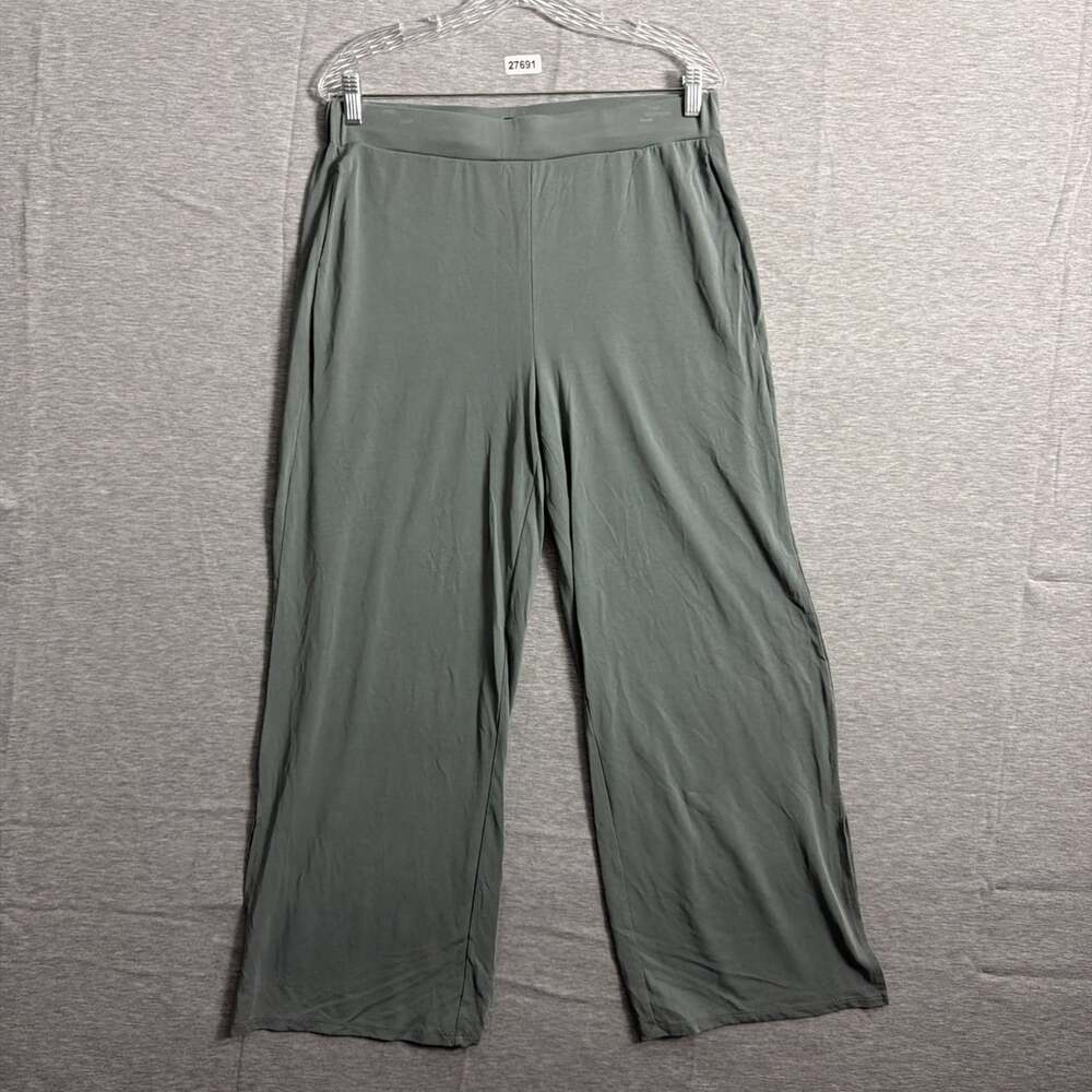 Saks Fifth Avenue Women's Size Large Green Modal Pull On Wide Leg Summer Pants